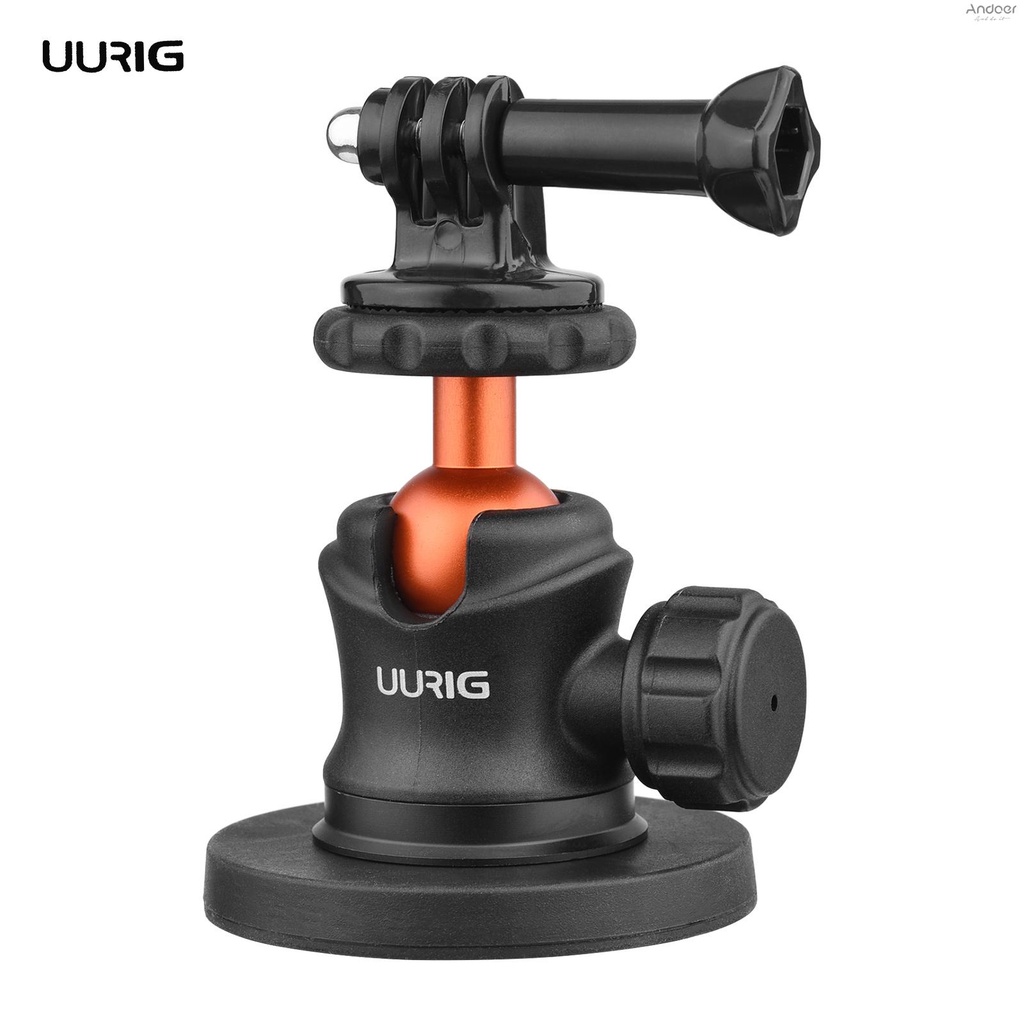 UURIG BH-07 Mini Ball Head Camera Tripod Mount 1/4 Inch Screw with Magnetic Base Sports Camera Mount