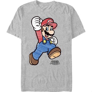 Mario Crayon Colors Nintendo T-Shirt เสื้อผ้าแฟชั่น เสื้อยืด เสื้อเชิ้ตชาย