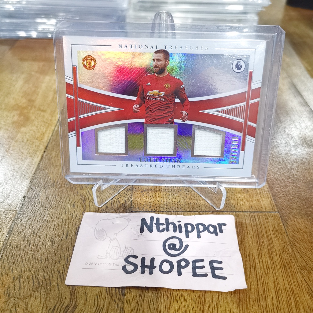 ขาย การ์ด Panini Chronicles Soccer 2020-21 Luke Shaw National Treasure /500 ผ้า การ์ดฟุตบอล การ์ดนัก
