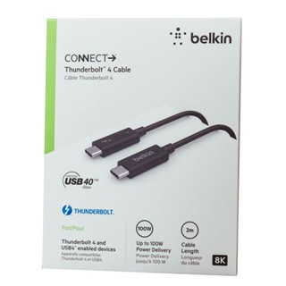 Belkin CONNECT Thunderbolt 4 Cable 2.0m (Black) - 100W, 40Gbps, USB4 Compliant