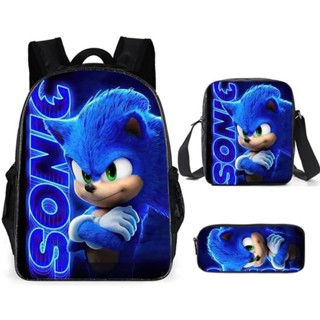 Crazy Bag SONIC กระเป๋าเป้สะพายหลัง กระเป๋าสะพายไหล่ สามชิ้น ลายการ์ตูนอนิเมะ 3 ชิ้น ต่อชุด