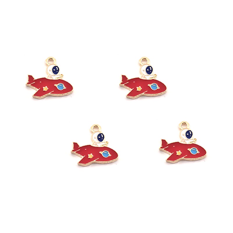 4 ชิ้น / ล็อต นักบินอวกาศ จรวดหยดน้ํามัน โลหะผสม เครื่องประดับสร้อยคอ DIY พวงกุญแจ ต่างหู จี้ 4 ชิ้น / ล็อต