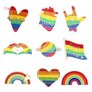 Time Rainbow Gay Pride เข็มกลัด Pins หัวใจน่ารัก เข็มกลัดเคลือบ ปกเสื้อ สําหรับเสื้อผ้า กระเป๋า