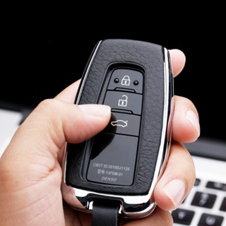 Leather Car Key Fob Cover Case Holder Shell For Toyota Prius Camry Corolla CHR C-HR RAV4 Land Cruiser Prado Keychain Acc