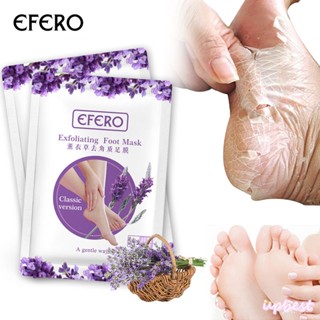 ♕Efero 1คู่ Exfoliation Lavender Foot Mask ถุงเท้าสปาสำหรับ Pedicure Sock Foot Mask ผิวที่มีประสิทธิภาพ Peeling Dead ลบ Exfoliating Foot Mask