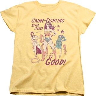 Womens Crime-Fighting Never Looked So Good Wonder Woman Shirt เสื้อยืดถูกๆ เสื้อคนอ้วน เสื้อยืดชาย