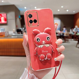 เคส Vivo Y21T Y21A Y21s Y33T Y33s Y21 Y01 Y15A Y15s T1x 4G เคสโทรศัพท์ กระต่ายน่ารัก แบบพับได้ สามมิติ