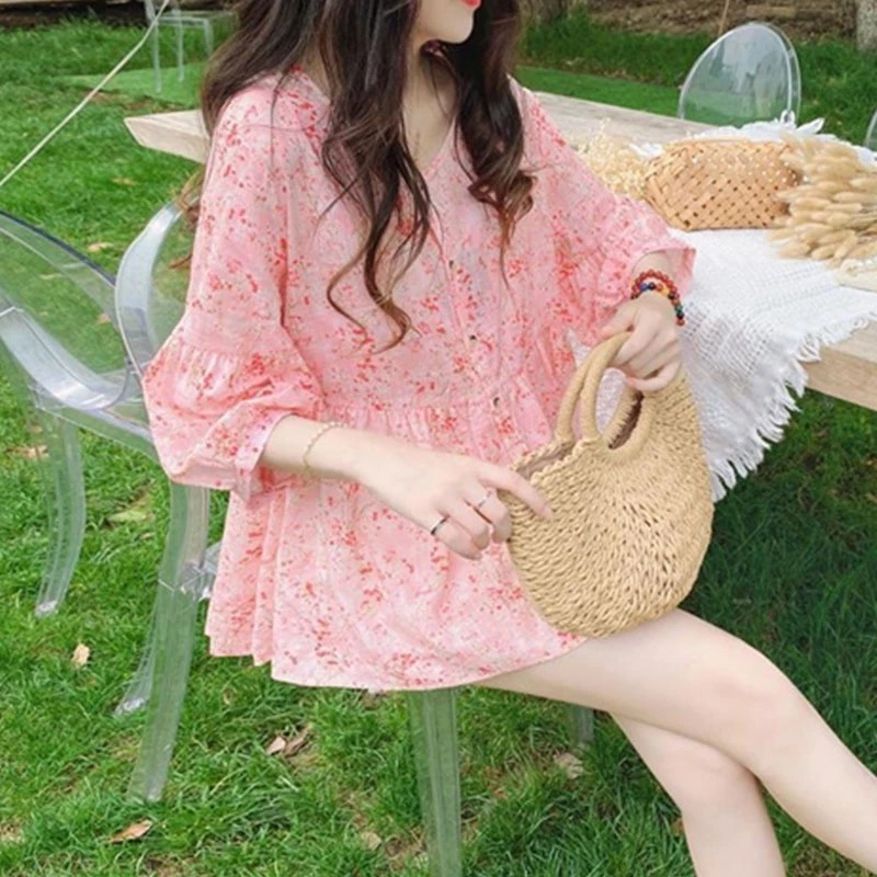 เสื้อครอปแขนตุ๊กตาลายดอกไม้ผู้หญิง thumbnail 5