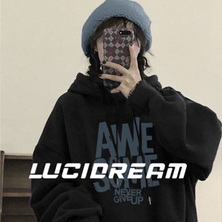 LUCIDREAM  เสื้อกันหนาว เสื้อแขนยาว เสื้อกันหนาว ผู้หญิง 2022สินค้ามาใหม่ วินเทจ Oversize เกาหลี ใส่สบายๆ ทรงหลวม สไตล์สปอร์ต Comfortable ทันสมัย พิเศษ สไตล์เกาหลี SM220674-12 36Z230909