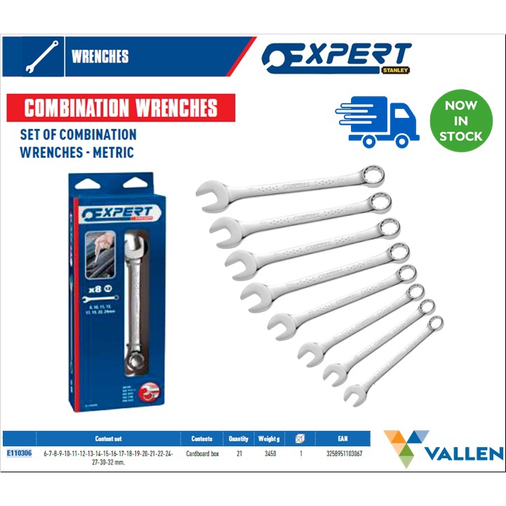 EXPERT by Stanley E110306 - 21pc Metric Combination Spanner Set  ** Stock clearance sale **