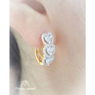 ต่างหูเพชรแท้ ทองแท้ รุ่น Triple Heart Earings