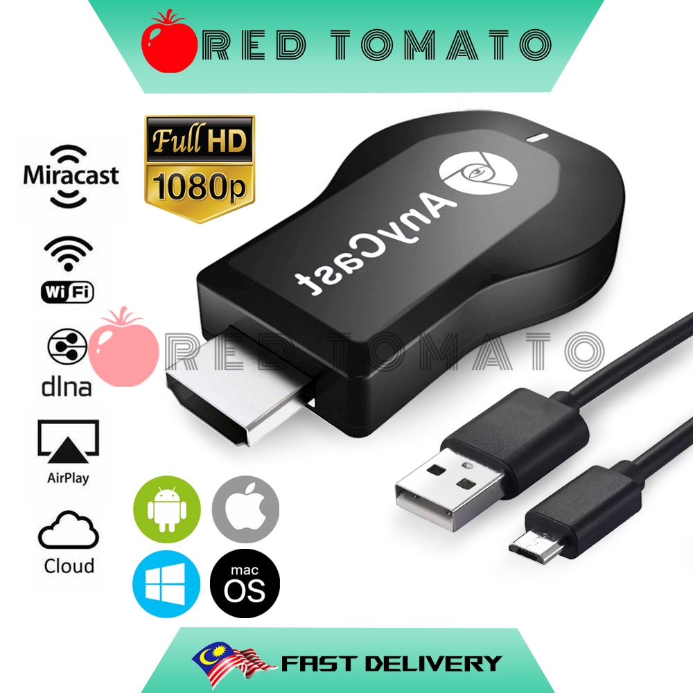 RED TOMATO Anycast Dongle M9 Plus ความเร็วสูง Mirascreen หน้าจอทีวี Mirroring HDMI Airplay Ezcast Wi