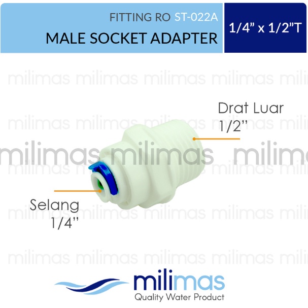 ST- อะแดปเตอร์ผมตรง / ซ็อกเก็ต RO ขนาด 1/4" x 1/2"T - 022A