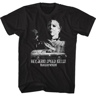 Speed Kills Halloween T-Shirt เสื้อเชิ้ต เสื้อครอปสายฝอ เสือยืดผู้ชาย เสื้อวินเทจผญ