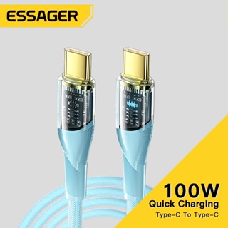 Essager สายชาร์จ USB C เป็น USB Type C สําหรับ Samsung Huawei Note 8 Pro 4.0 PD 60w 100W สําหรับ MBk Pro