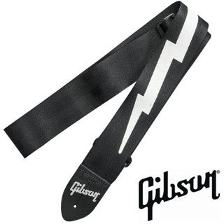 GIBSON® Lightning Bolt Seatbelt สายสะพายกีตาร์ไฟฟ้า / สายสะพายกีตาร์โปร่ง / สายสะพายกีตาร์เบส กว้าง 2 นิ้ว แบบนิ่ม ของแท้