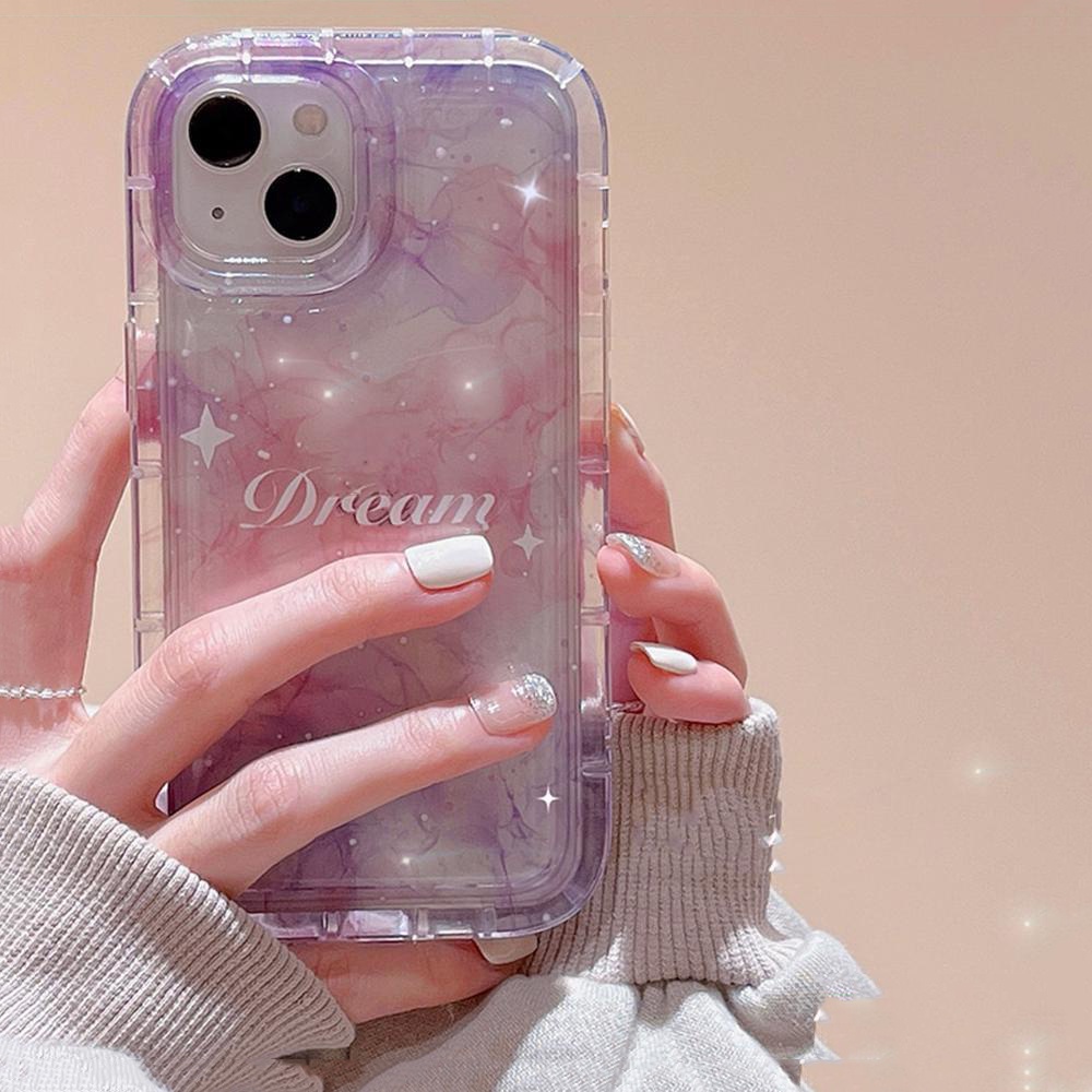 เคสโทรศัพท์ซิลิโคน TPU นิ่ม แบบใส กันกระแทก ลายดาว สีม่วง ไล่โทนสี สําหรับ IPhone 14 13 11 12 Pro XS Max XR X 8 7 6S Plus