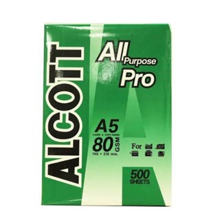 ALCOTT (แอลคอท) กระดาษถ่ายเอกสาร ขนาด A5 หนา 80 แกรม (บรรจุ 500 แผ่น/รีม)