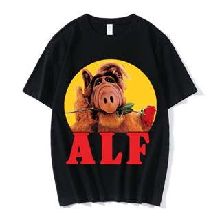 เสื้อยืดไม่ต้องรีด ตลก Alf กอร์ดอน Shumway เสื้อยืดผู้ชายแขนสั้นทีวีตลกซิทคอมแมวเสื้อยืดพิมพ์ Tees ผ้าฝ้ายเสื้อยืดขนาดให