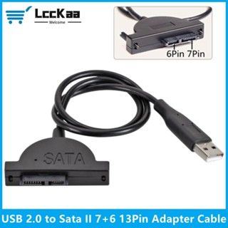 Lcckaa อะแดปเตอร์แปลงสายเคเบิ้ล USB 2.0 เป็น Sata II 7+6 13Pin สําหรับแล็ปท็อป CD DVD ROM Slimline Drive