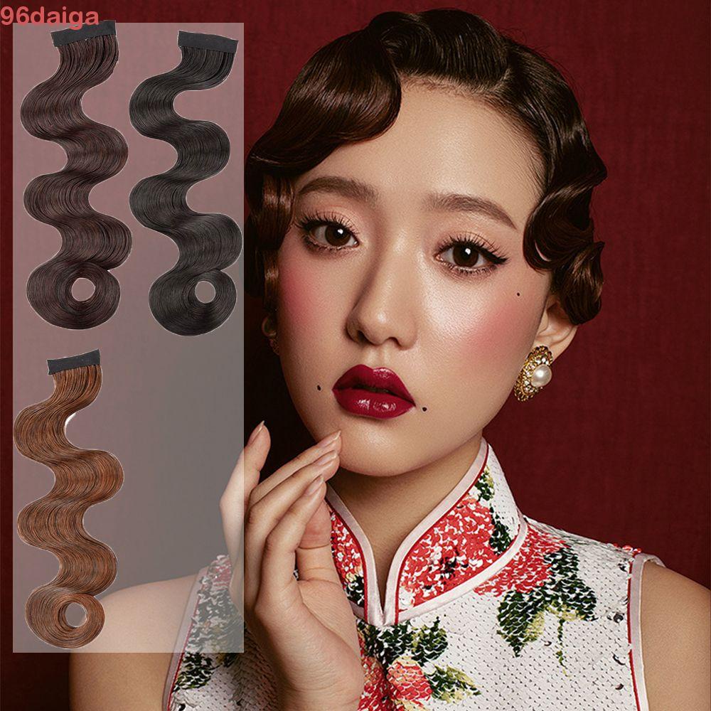 Daga ผมเรียบวิกผมย้อนยุคต่อผม Cheongsam หยักผมหน้าม้าปลอม