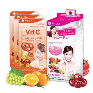 [2nd Set Medium] Vida Collagen Q10 12 Tablets 3 Sac. x  Vit C From Acerola And CamuCamu 14 Capsules 3 Sac.