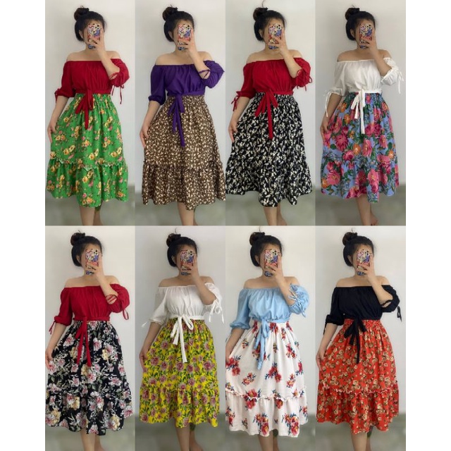 เดรสปาดไหล่ PREMIUM QUALITY DRESS VIETNAM VIRAL
