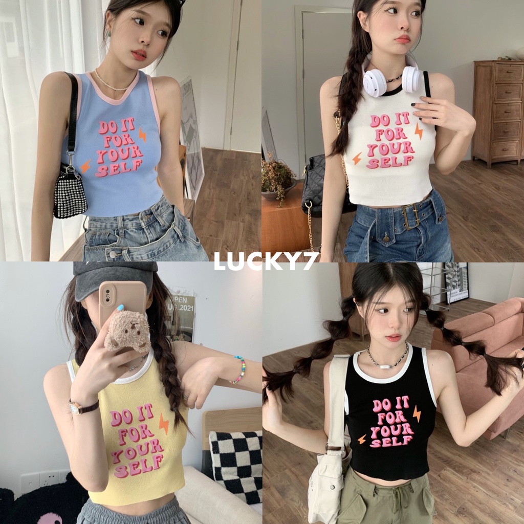 BY IRA พร้อมส่ง (OFF-86061) เสื้อกล้ามไหมพรม ลายสกีน สีพาสเทลน่ารักคิ้วๆสุด