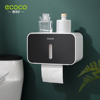 ECOCO กล่องใส่กระดาษทิชชู่ ที่ใส่ทิชชู่ ที่แขวนทิชชู่ 4 in 1 พร้อมที่วางของ พร้อมช่องวางมือถือ พร้อมลิ้นชัก ไม่ต้องเจาะ