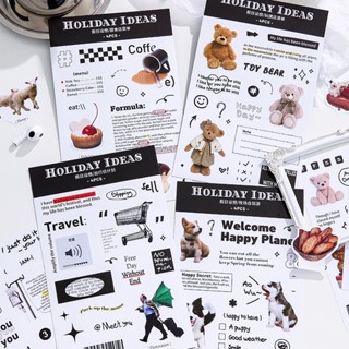 Peach 4Pcs Cute Animals Travel Stickers Journal Diary Scrapbook DIY Decoration Stickers