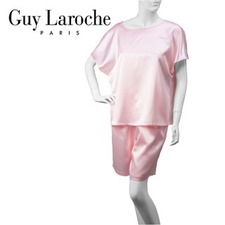 Guy Lฺaroche ชุดนอนผ้าซาติน GN1B34 เกรด A ของแท้  /ผ้าลื่น/Satin  เสื้อ+กางเกงขาสั้น ไซส์ พิเศษ/ Free size