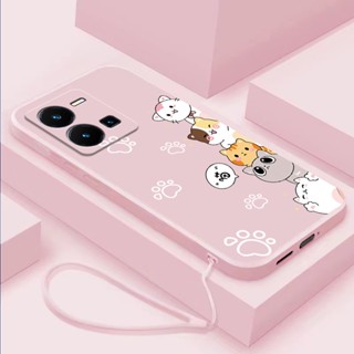 เคสโทรศัพท์มือถือ Tpu ขอบตรง ลายแมวสามตัว และสุนัขสองตัว สําหรับ Vivo Y69 Vivo Y35 2022 Vivo Y02s 4G 2022 Vivo V25 Vivo Y16 Vivo Y22S 2022 /Y22 2022