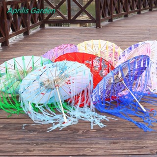 New Bamboo Oiled Paper Umbrella Women Tassels Yarn Ribbon Hanfu Umbrella Woman Parasol  Retro Performing Japanese Chines