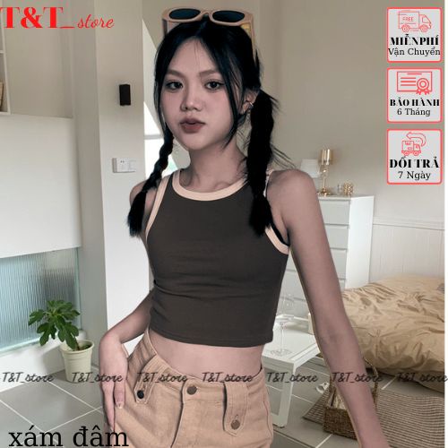 เสื้อครอปรัดรูปเสื้อกล้ามทรงเข้ารูปยืดหยุ่นจั๊มยืด 4 ทิศทางสําหรับประสานงาน T&T_store08