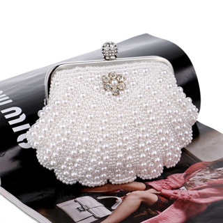 Elegant Glitter Shell Clutch Banquet Bag Luxury Evening Dinner Party Pearl Handbag กระเป๋า ออกงาน คลัทช์ ชุดไทย ของขวัญ