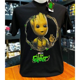 เสื้อยืดMarvel ลิขสิทธิ์แท้ ลายGroot สีดำ (MVX-326)