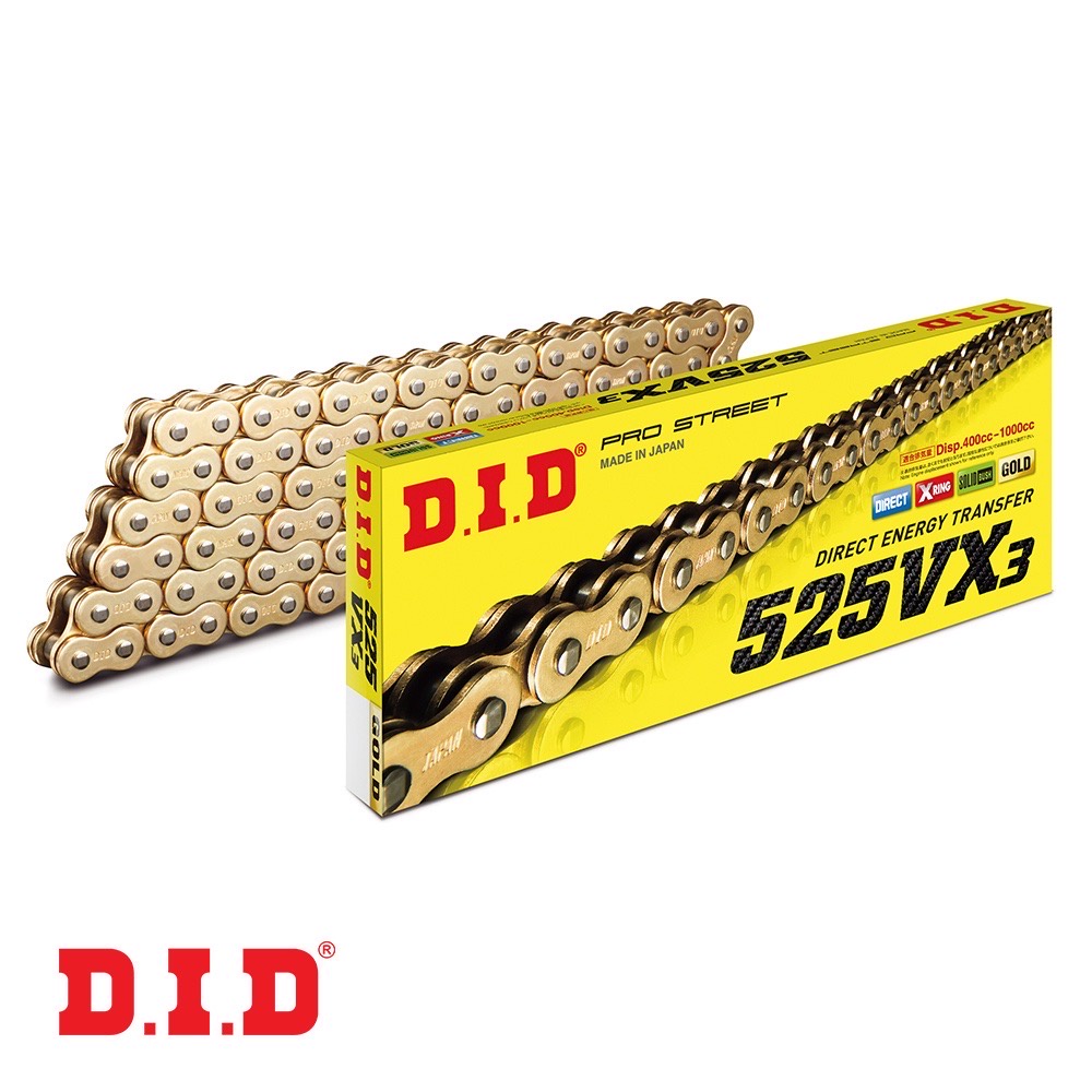 โซ่ DID 530, 525, 520, 428 VX3 (X-RING) 120,140 ZB มีให้เลือกหลายขนาด
