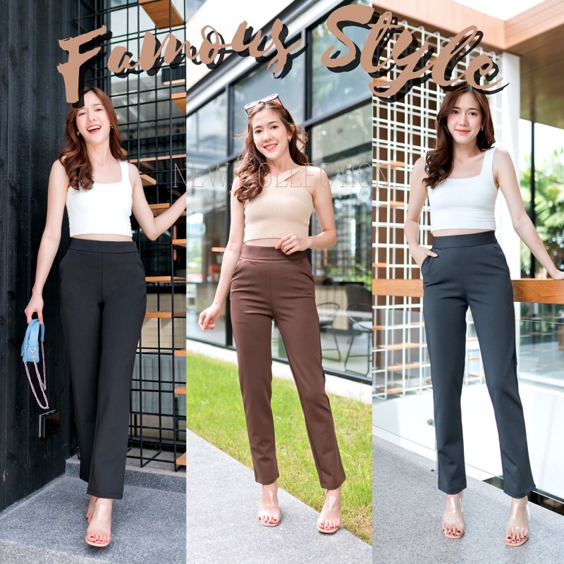 🍒ญี่ปุ่นซิปข้าง🍒กางเกงขากระบอกผ้าญี่ปุ่น -ซิบข้าง-ไซต์S-3XL📦งานป้ายร้านพร้อมส่ง