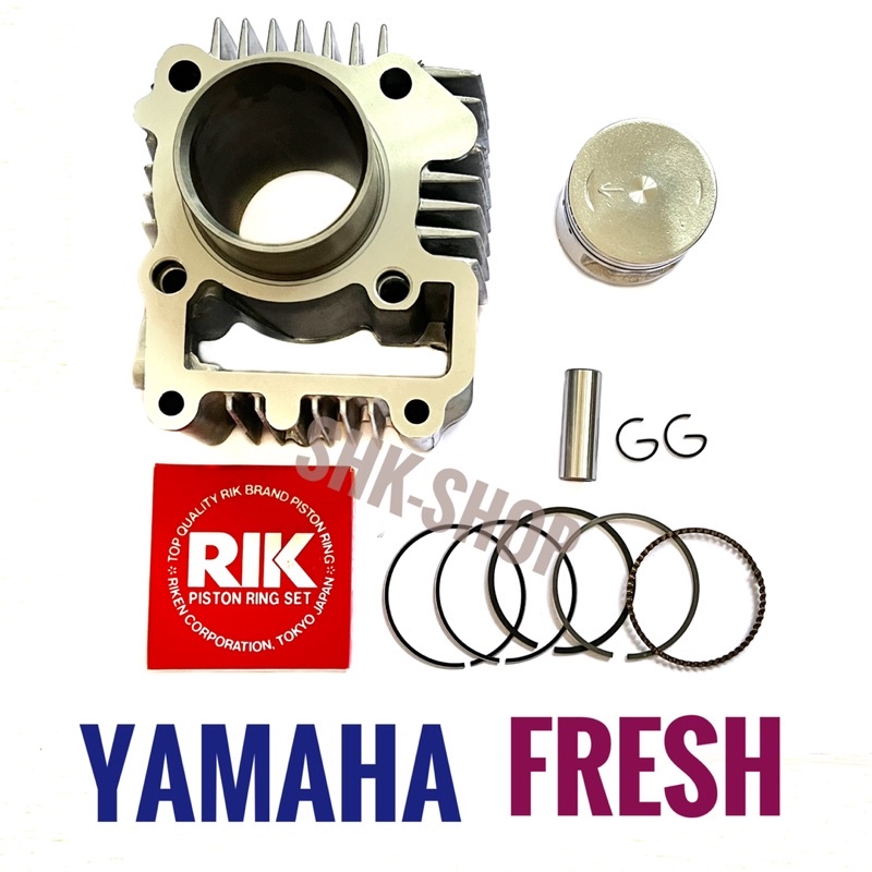 เสื้อสูบ + ปลอก + ลูกสูบ + แหวน RIKEN + สลัก + กิฟล็อก  YAMAHA FRESH  , ยามาฮ่า เฟรช   Size STD (4YS