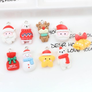 10pcs ถุงเท้าเรซิ่น รูปซานตาคลอส สโนว์แมน หมีขาว สไตล์คริสต์มาส Diy