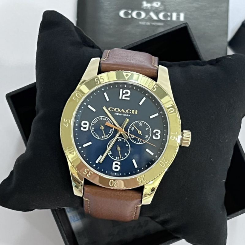 ⌚⌚นาฬิกา ข้อมือผู้ชาย/ผู้หญิง ใส่ได้ค่ะสายหนัง สีน้ำตาล หน้าปัดสีทอง NEW COACH Casey Watch, 42 MmPro