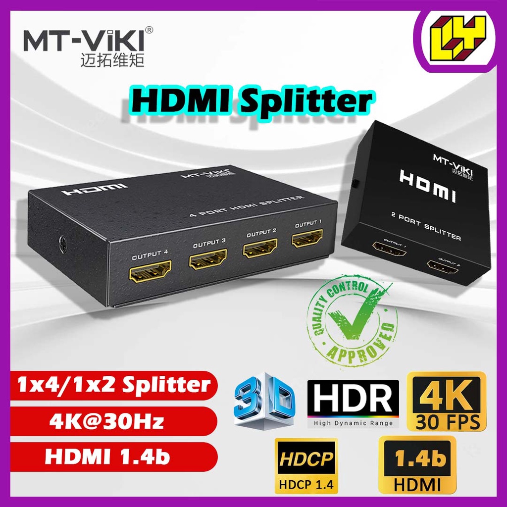 MT-VIKI HDMI Splitter 1x4 HDMI 4 PORT Splitter HDMI Splitter 1 in 2 out 4 Port HDMI Splitter 1x2