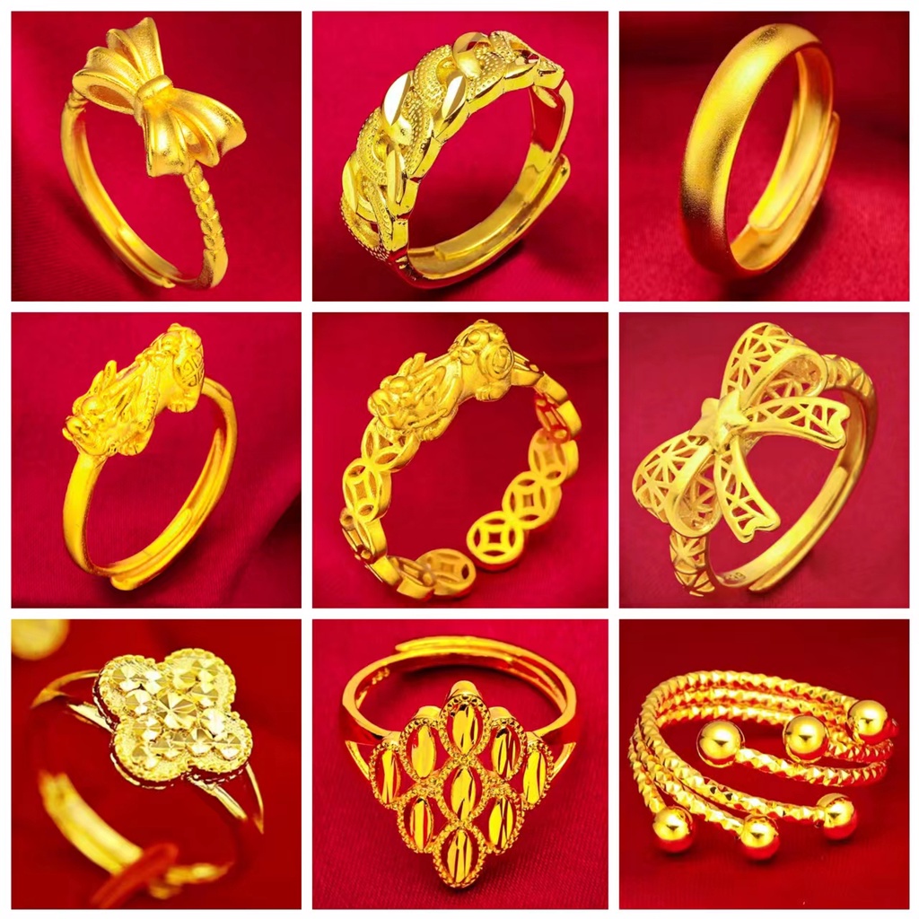 เหมือนจริง ปรับไซส์ได้💍24K แหวนทอง แหวนครึ่งสลึง แหวน ทองไมครอน ทองหุ้ม ทองชุบ ทองปลอม ปรับขนาดได้ ทนทาน คุณภาพดี ไม่ลอ