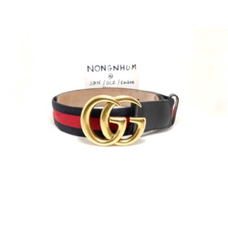 เข็มขัด Gucci Marmont Web belt with Double G buckle sz 85 34 มือ 2 ของแท้100%