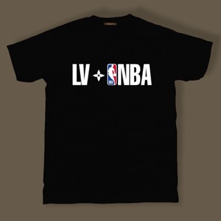 ผู้ชายและผู้หญิงสามารถสวมใส่ใหม่ LV1สมาร์ทและมีสไตล์หลายสีแขนสั้นผ้าฝ้ายแท้ตัวอักษร + เอ็นบีเอพิมพ์คลาสสิกสบายๆคู่ TEE X