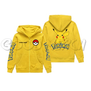 เสื้อแจ็กเก็ต มีฮู้ด ลายการ์ตูนปิกาจู POKEMON สําหรับเด็ก