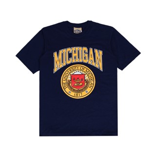 เสื้อยืด ลาย Michigan UNIVERSITY NUTMEG สไตล์วินเทจ