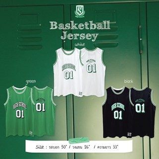 Highschool - VSB0170 เสื้อบาส แขนกุด ทรงโอเวอร์ไซส์ ลายสกรีน