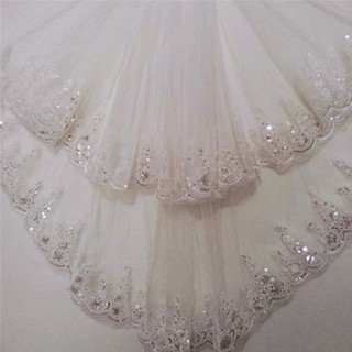 เวลเจ้าสาว Sequins Lace 2-layer Bridal Veil (with Hair Comb)