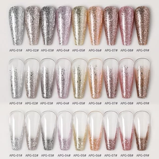 💯 สีเจล กลิตเตอร์แน่นๆ APG Set สีทาเล็บ แบรนด์ AS 15ml.
